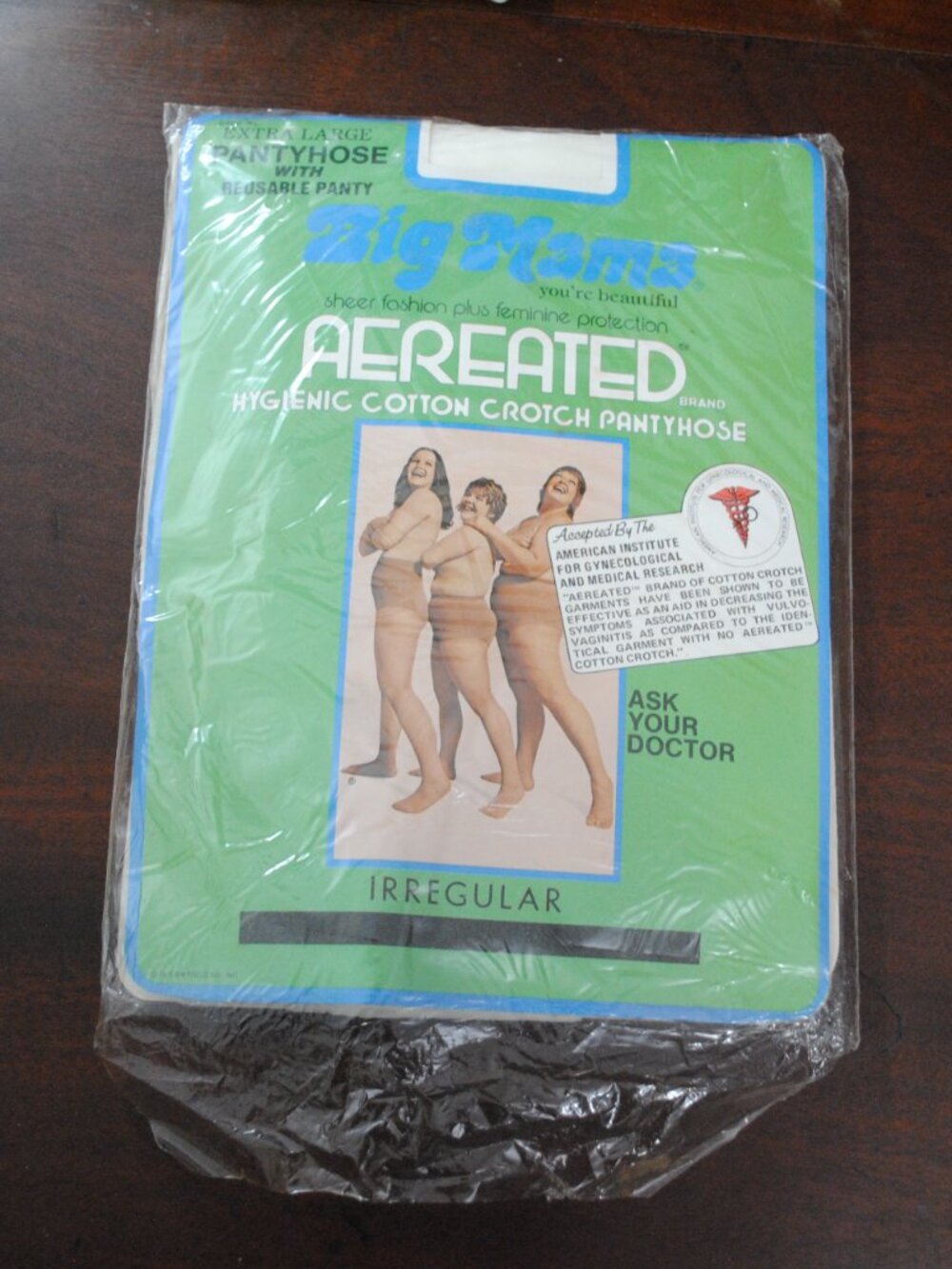 Vintage 1975 Big Mama Aereated Hygienic Cotton Crotch Extra Large Pantyhose NOS